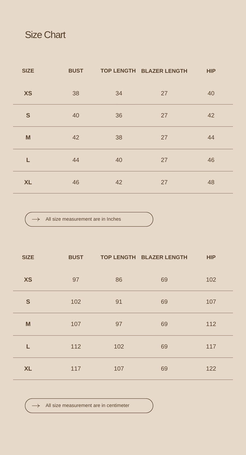 Size chart for Double-Breasted Long Cotton Jacket