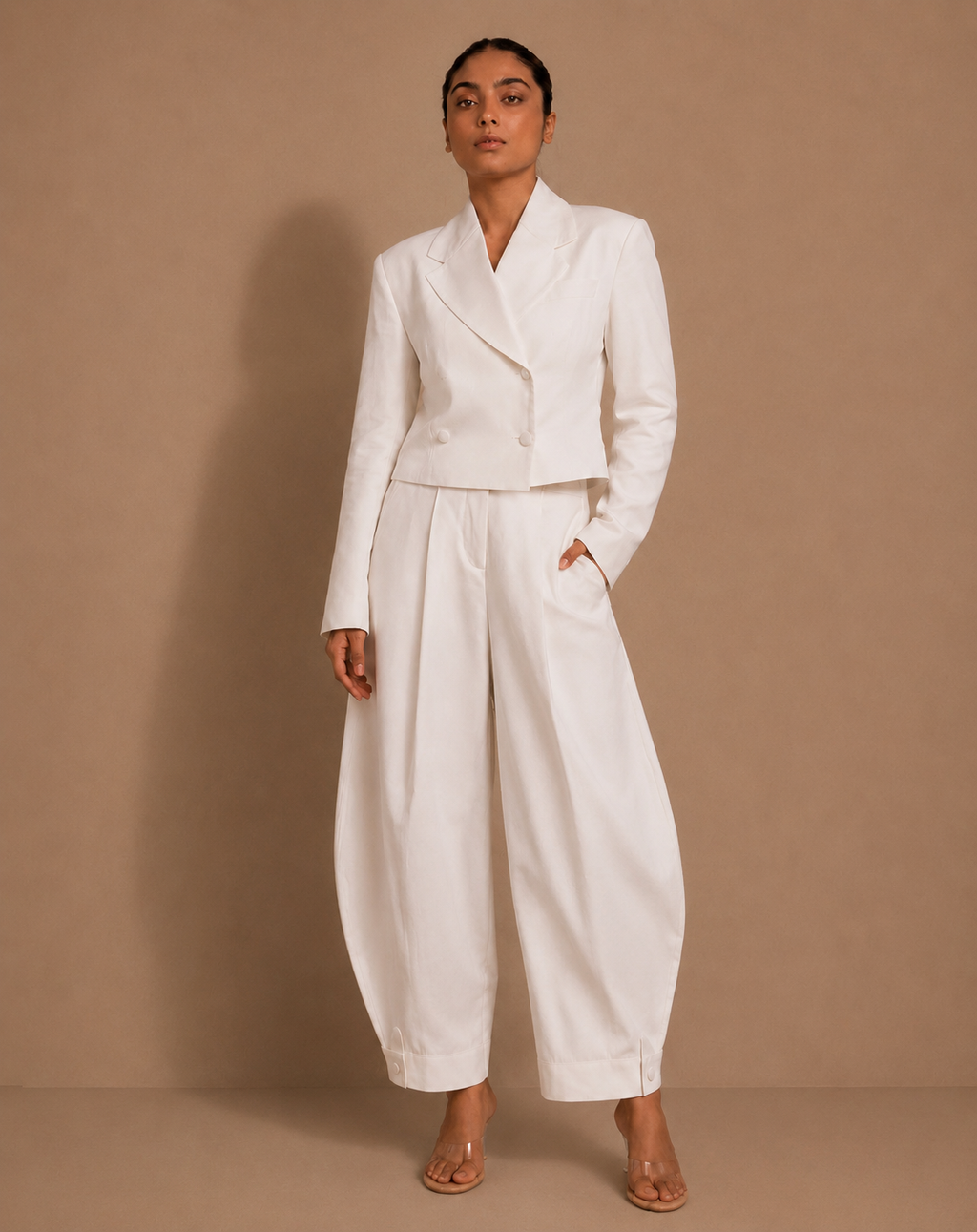 White Barrel Pants
