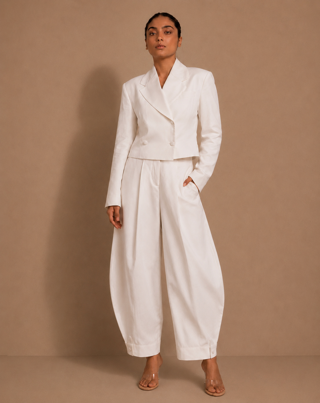 White Barrel Pants